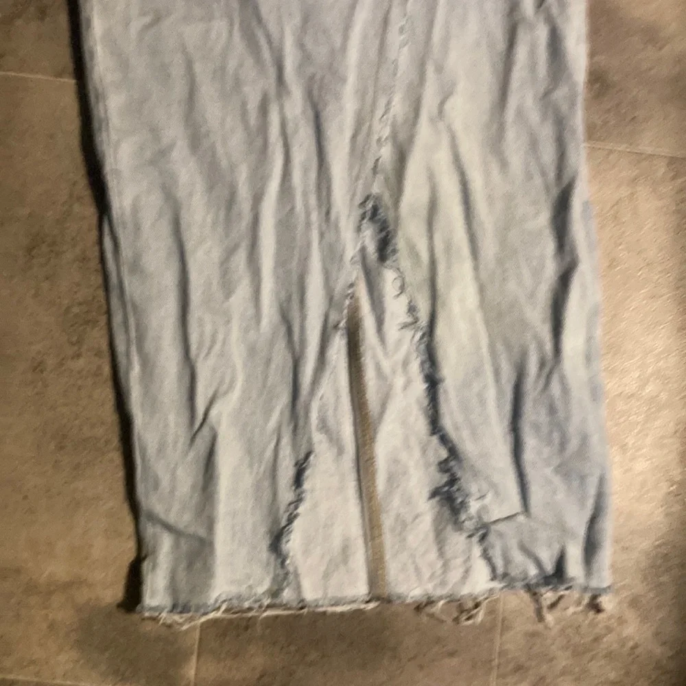 Zara Blue Maxi Pencil Skirt with Ruched Slit jeans skirt